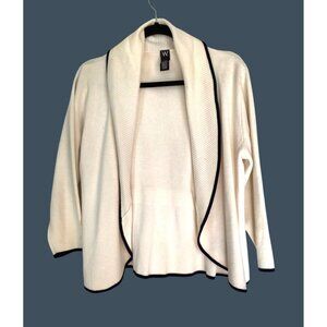 W Womens L/G Cream Open Front Cardigan Sweater With Tie Back